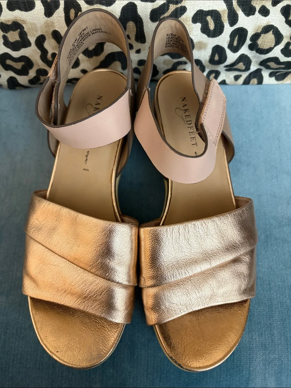 Naked Feet Metallic Rose Gold and Blush Platform Sandals